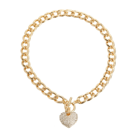 Heart Toggle Necklace (Color: Gold)