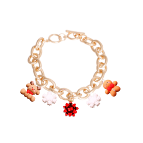 Holiday Charm Dog Necklace (Color: Gold, size: 10")